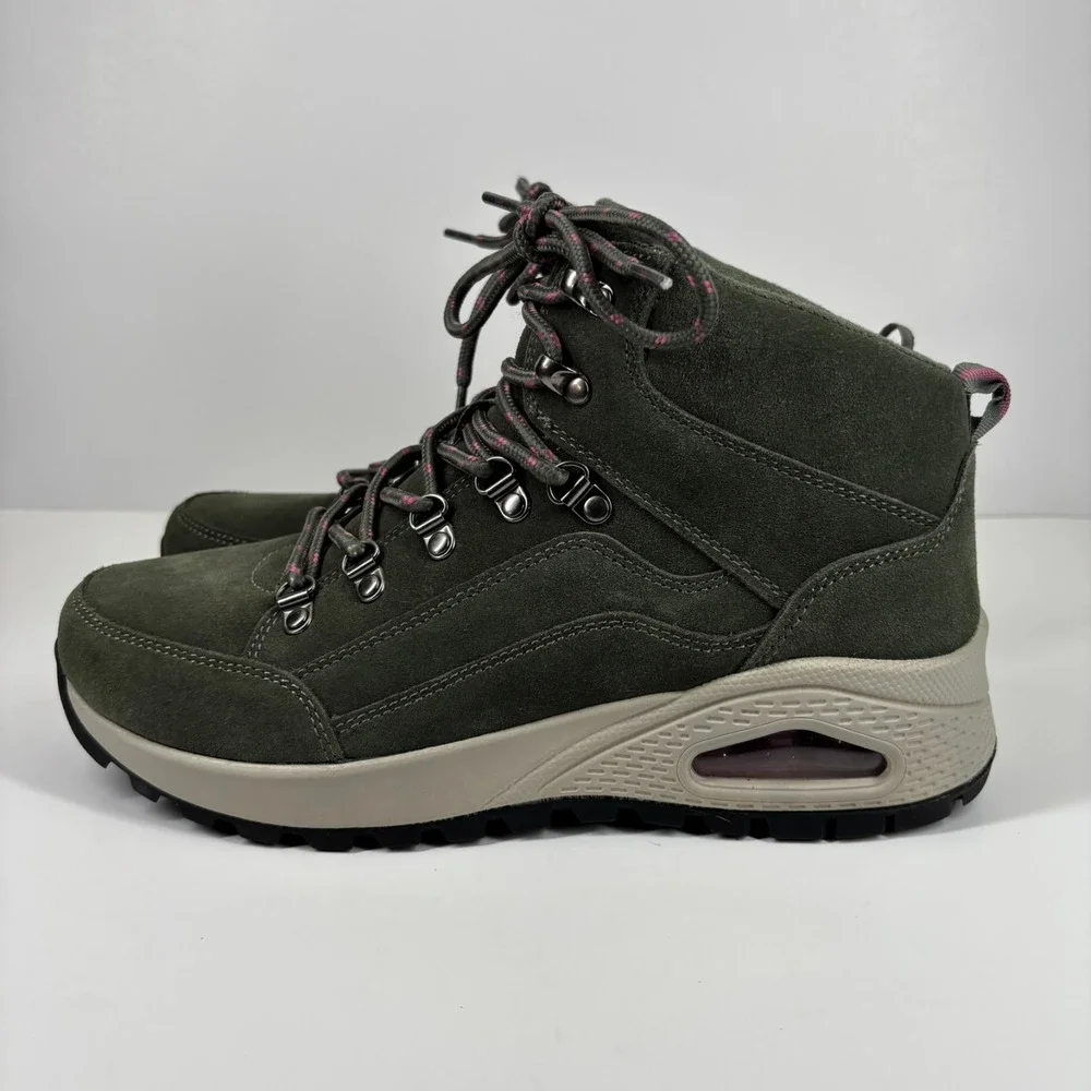 Skechers Uno Rugged Women's US 10 Olive Green Suede Hiking Fashion Sneaker Boots